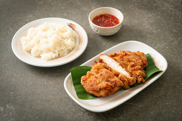 fried chicken with sticky rice