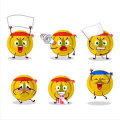 Mascot design style of gold coin character as an attractive supporter