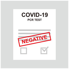 Covid-19 test negative result certificate, vector illustration symbol sign