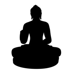 Simple Vector Silhouette Budha or buddha statue, isolated on white