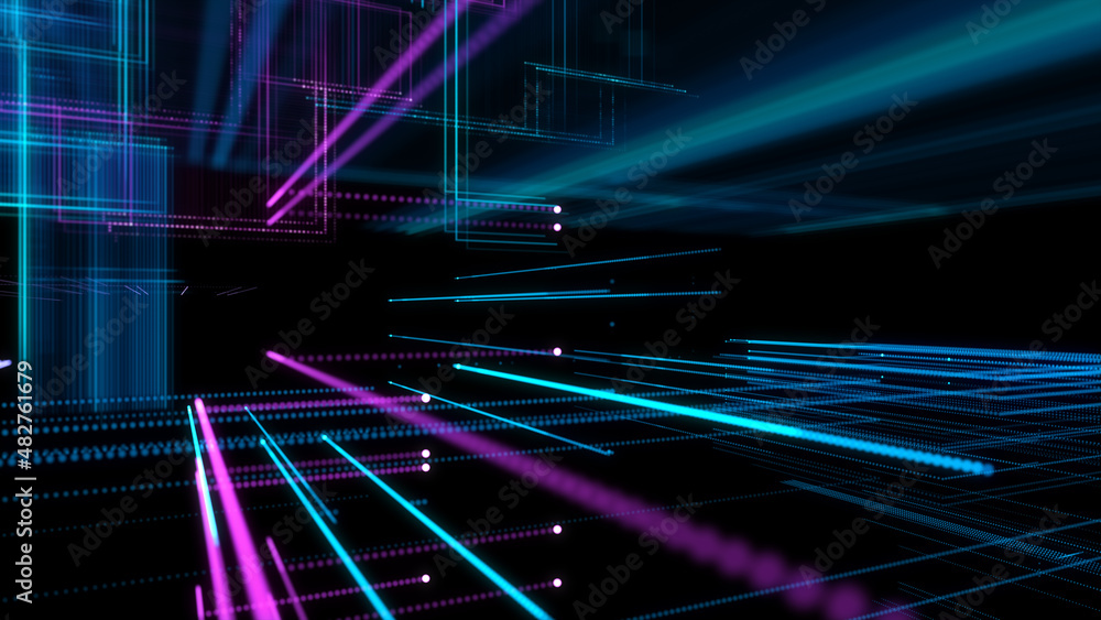 Aufkleber digital cyberspace with particles. techology background