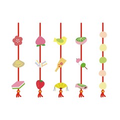 ひな祭りの吊るし飾りのイラスト