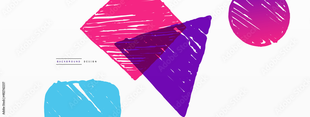 Poster abstract background. hand drawn geometric shape - square, circle and triangle. craft business concep