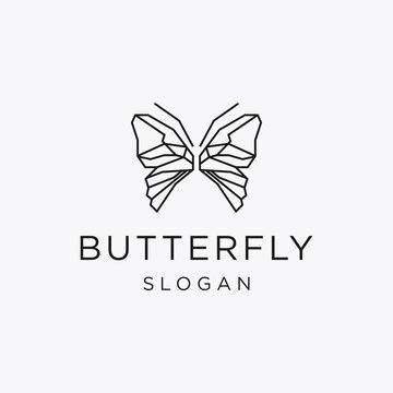 Butterfly Logo geometric design abstract vector template Linear style icon.