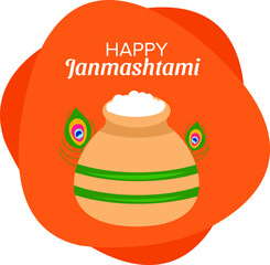 Naklejka premium Janmashtami celebration with attractive colors isolated on white background