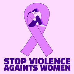 Ribbon sign in an effort to stop violence against women