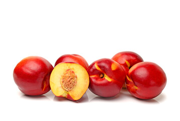 ripe peach on white background