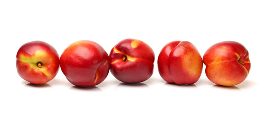 ripe peach on white background