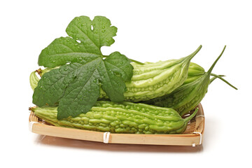Bitter melon , Bitter gourd on white background