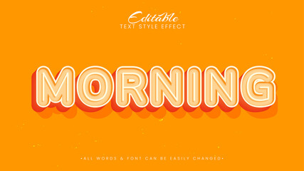 Morning vintage retro 3d text style effect. Editable illustrator text style.