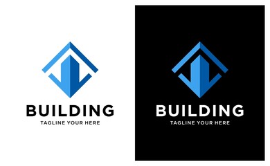 Real estate building business company in glass vector logo icon. on a black and white background.