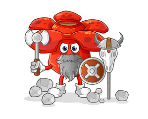 Rafflesia arnoldii viking with an ax illustration. character vector