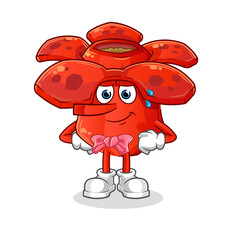Rafflesia arnoldii lie like Pinocchio character. cartoon mascot vector