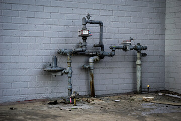 Industrial piping on urban building