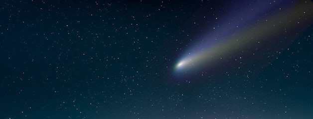 Comet in the starry night sky