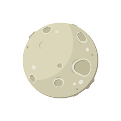 The moon on a white background. Cartoon design.
