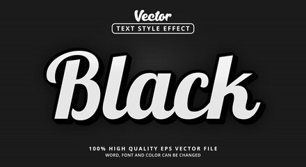 Editable text effects, Black text on metallic black and white nature color style