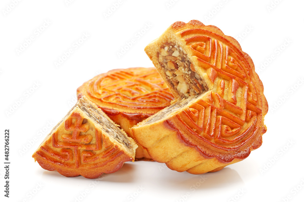 Canvas Prints Mid-Autumn Festival moon cake on white background