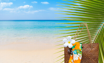 Summer beach background, tropical island, holiday season