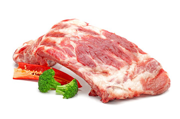 Raw Pork Ribs Isolated On White Background