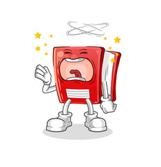 book yawn character. cartoon mascot vector