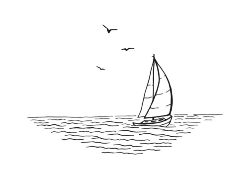 Sailboat Line Drawing Vector Illustration Design Stock Vector Royalty  Free 1115354858  Shutterstock