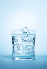 Water glass with ice