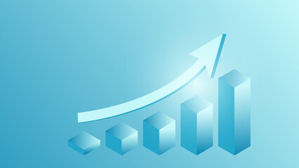bar chart with uptrend arrow line show business growth profit or success financial management on blue background with copy space
