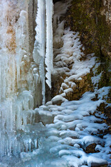 Fototapeta na wymiar Spectacular ice formations in Blackledge Falls in Glastonbury, Connecticut.