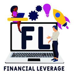 FL - Financial Leverage acronym. business concept background. vector illustration concept with keywords and icons. lettering illustration with icons for web banner, flyer, landing pag