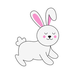Vector image of cute Easter rabbit running.