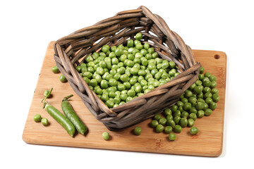 Fresh peas isolated on white background 