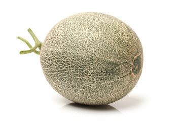 Netted melon on white background