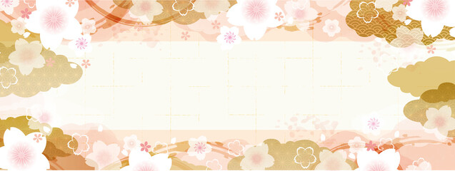 桜の背景イラスト　和柄