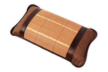 Rattan woven pillow on white background