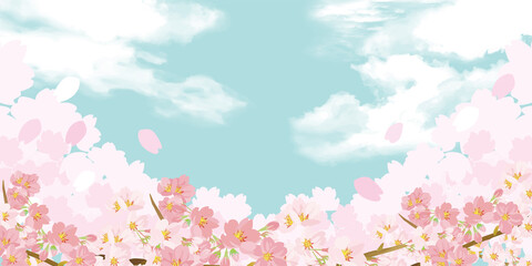 桜の背景イラスト　空
