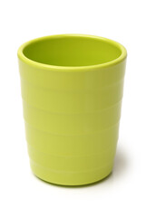 plastic cups on white background