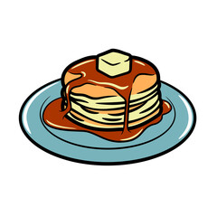 Plate of Pancake With Honey and Butter Vector