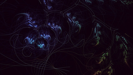 3D rendering abstract multicolor fractal light background