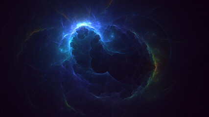 3D rendering abstract multicolor fractal light background