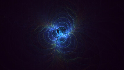 3D rendering abstract multicolor fractal light background