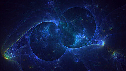 3D rendering abstract blue fractal light background