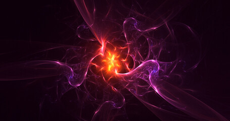 3D rendering abstract multicolor fractal light background