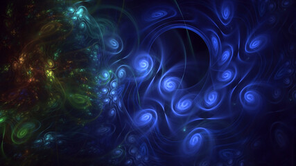 3D rendering abstract blue fractal light background