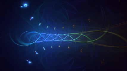 3D rendering abstract blue fractal light background