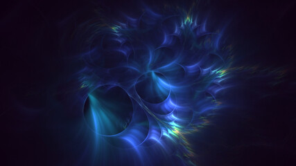 3D rendering abstract blue fractal light background