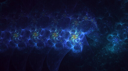 3D rendering abstract blue fractal light background