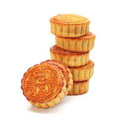 Mid-Autumn Festival moon cake on white background