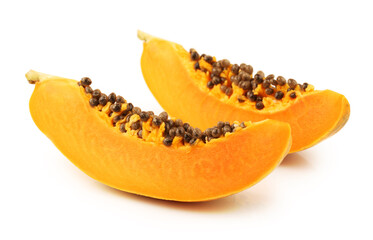 Papaya fruit sliced isolated on a white background