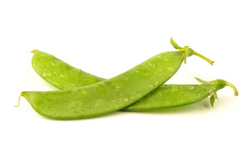 snow peas on white.